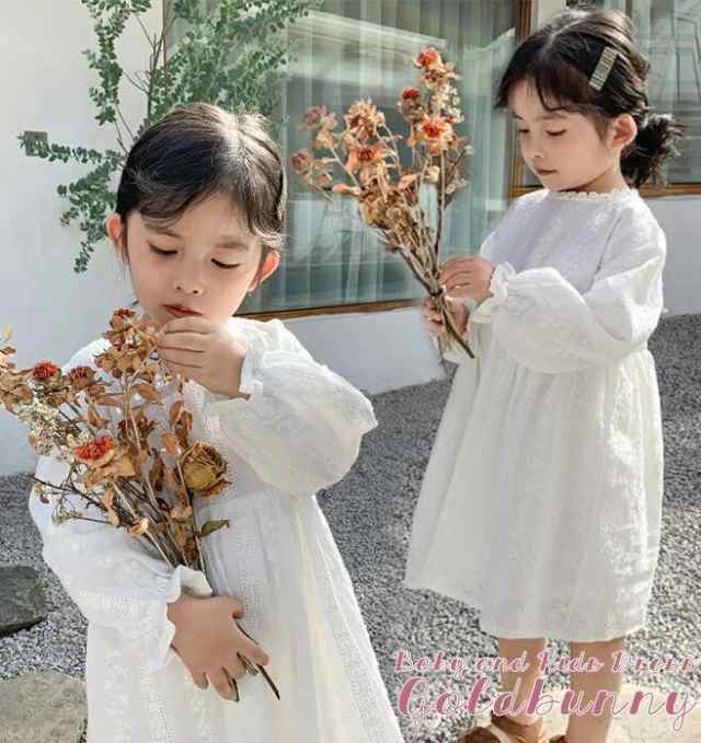 赤ちゃん ワンピース ドレス 結婚式 80/90/100/110cm ピンク ホワイト ベビー ドレス 子供 コットン チュチュ スカート フォーマルワンピ
