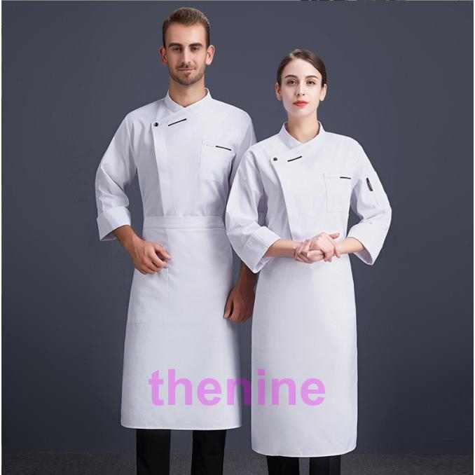 フランス式 コックコート コックシャツ 長袖 コック服 調理用 男女兼用 清潔感 コックウェア トップス 調理服 カフェ キッチン 制服 厨