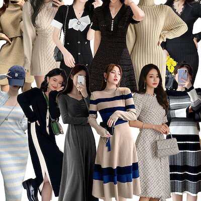 ニットワンピース 韓国ファッション 超安 - セーター 可愛い着痩せ 限定発売 上品 ドレス