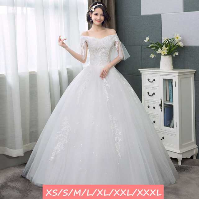ウェディングドレス 結婚式ワンピース きれいめ 花嫁 ドレス ハイウエスト 大人の魅力 Aラインワンピース 編み上げタイプ ホワイト色